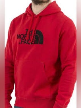 The North Face Pullover Hoodie Red Black Logo Men’s XXL Sweatshirt